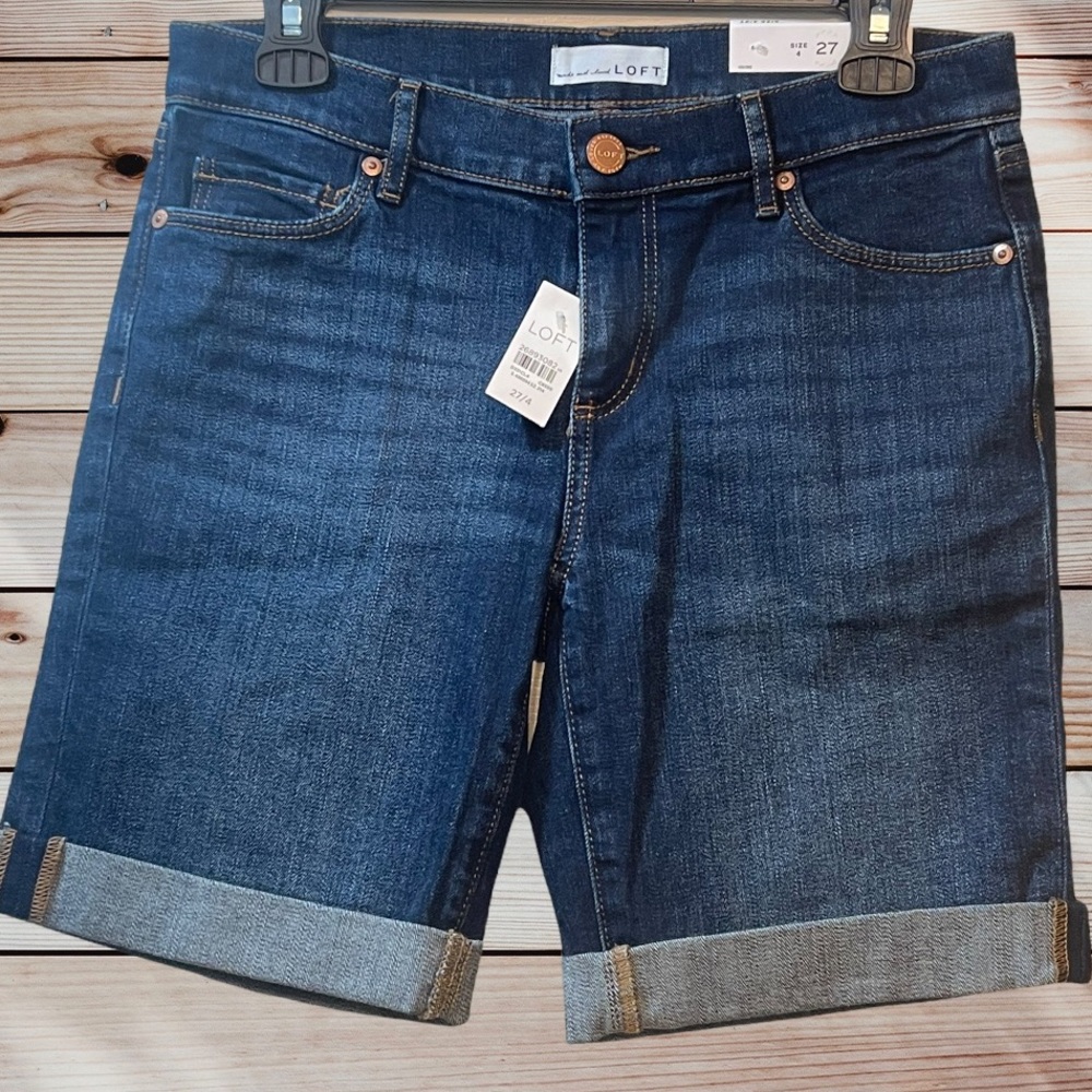 LOFT Jean Shorts Dark Wash - Picture 1 of 6